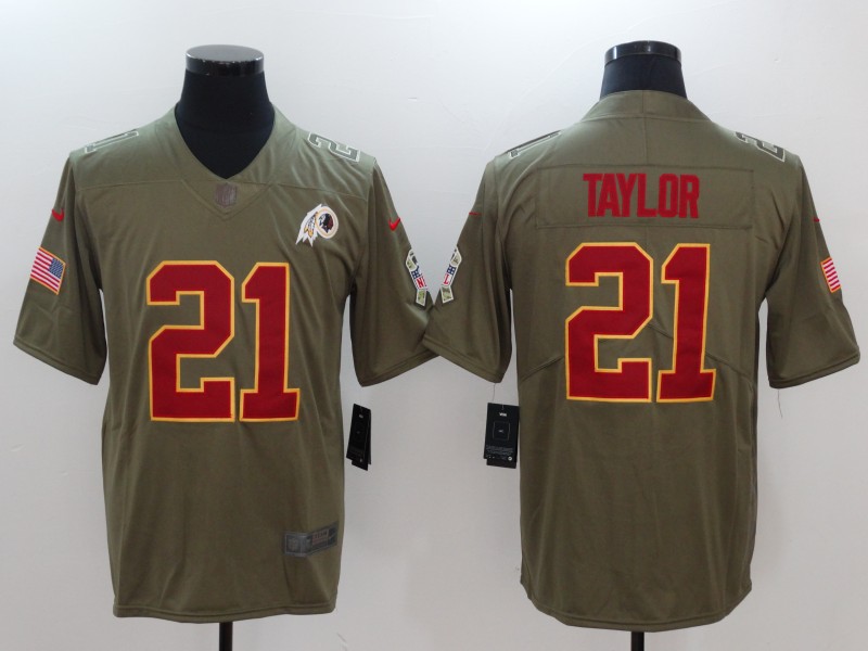 Men Washington Red Skins #21 Taylor Nike Olive Salute To Service Limited NFL Jerseys